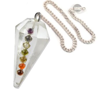 CLEAR QUARTZ 7 BEADS PENDULUM