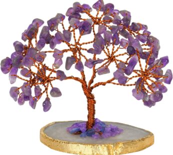 AMETHYST TREE WITH GOLDEN PLATED SILE