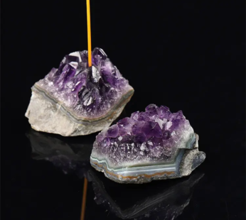 AMETHYST CLUSTER INSENCE HOLDER